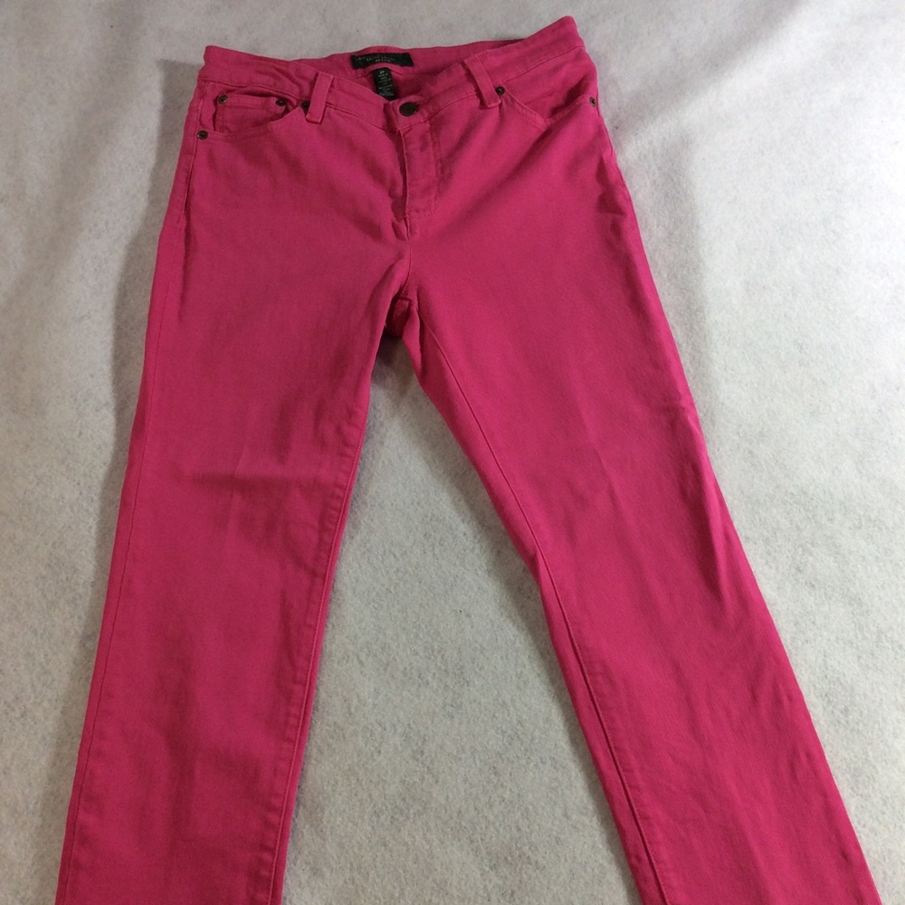 Ralph Lauren Women Hot Pink Skinny Jeans SZ 8 Petite